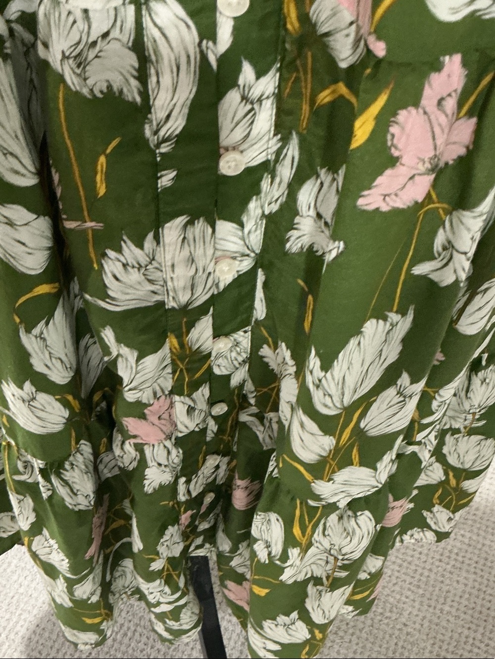 Trovata Olive Green Floral V-Neck Button Midi Dress - Picture 7 of 11